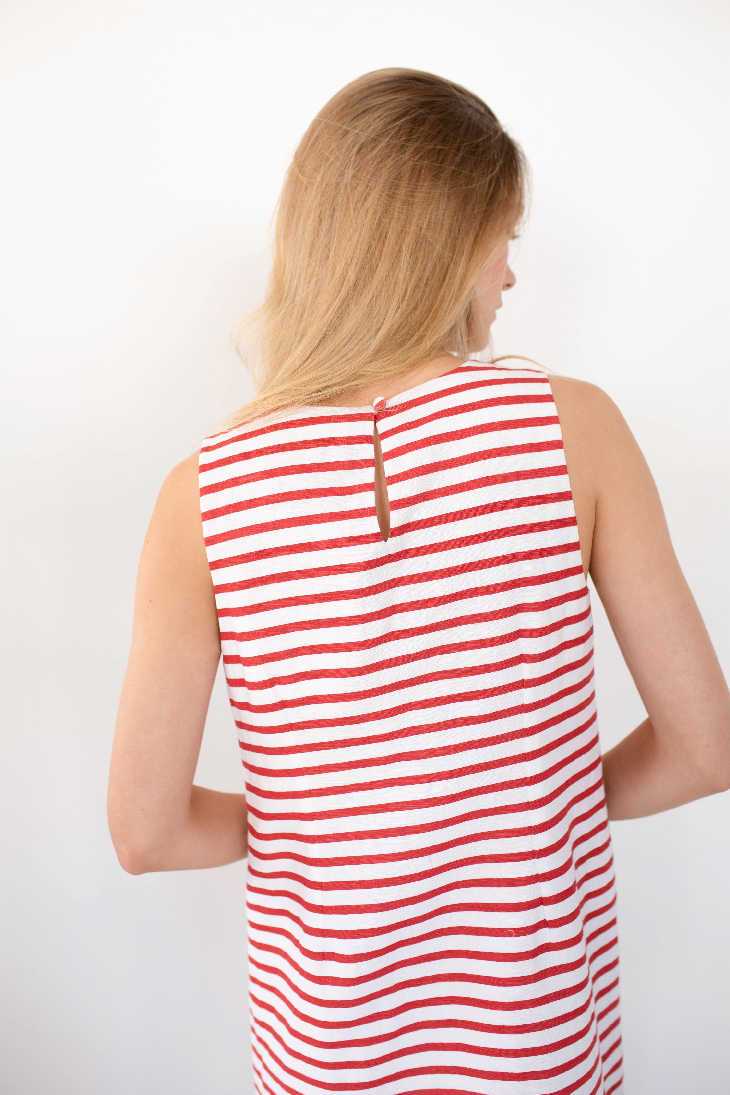 Presley Shift Dress - Red Nautical Stripe
