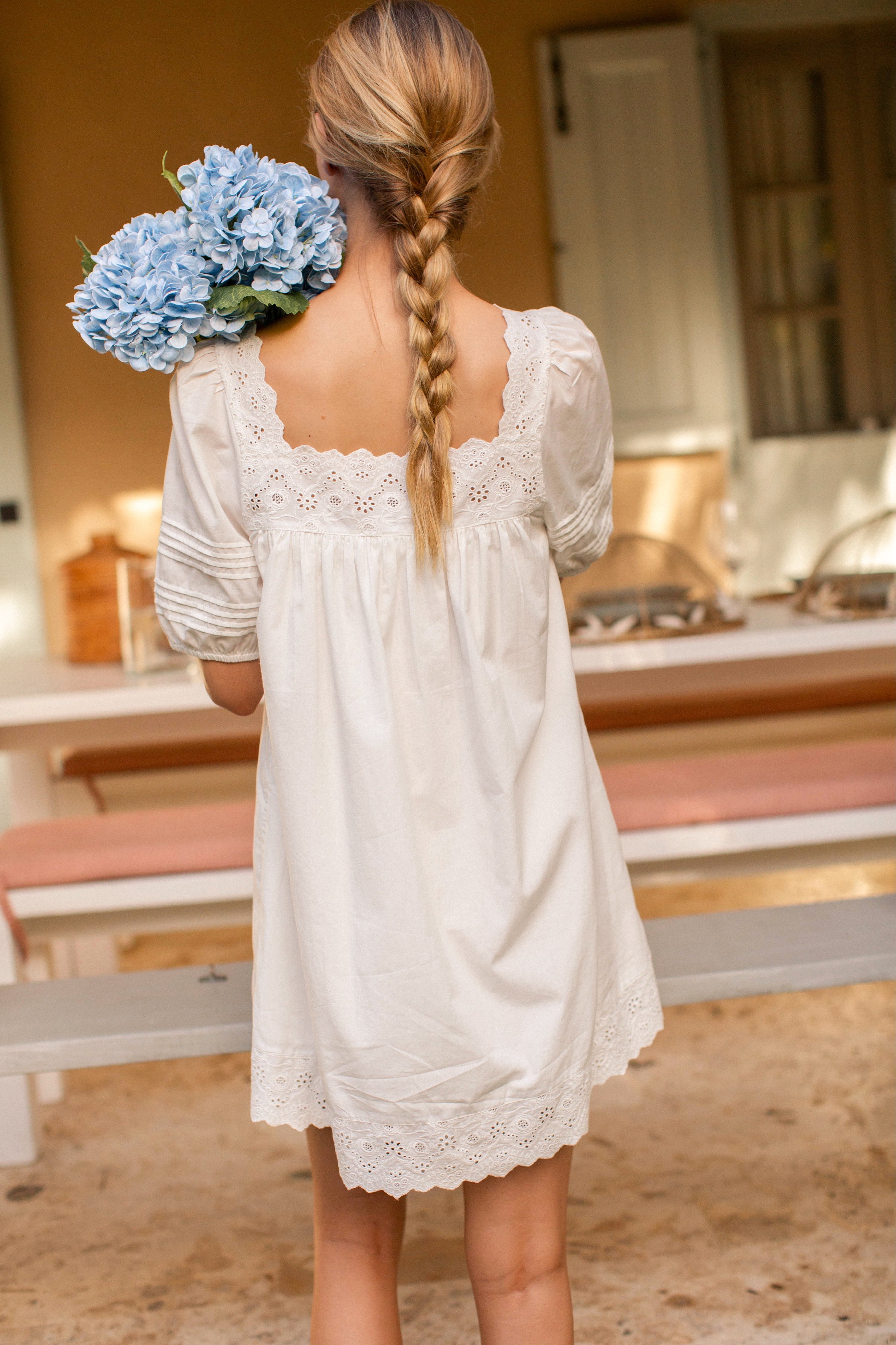 Liza Dress - Shell Schiffli