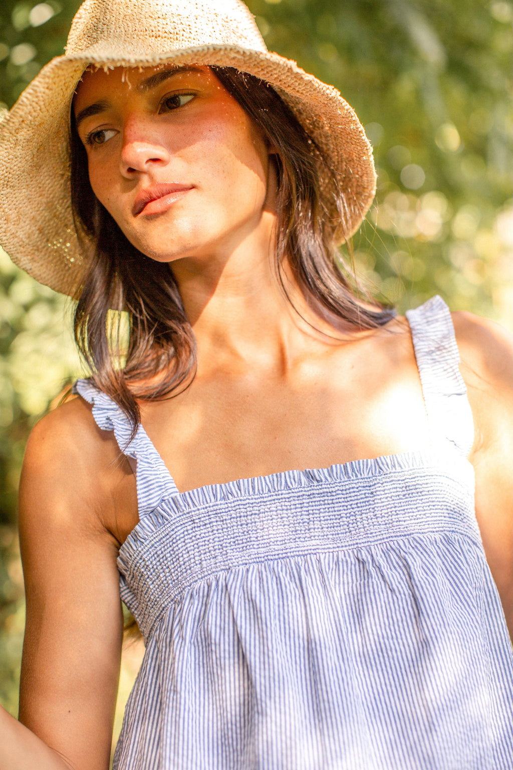 Felicity Dress - Blue Seersucker
