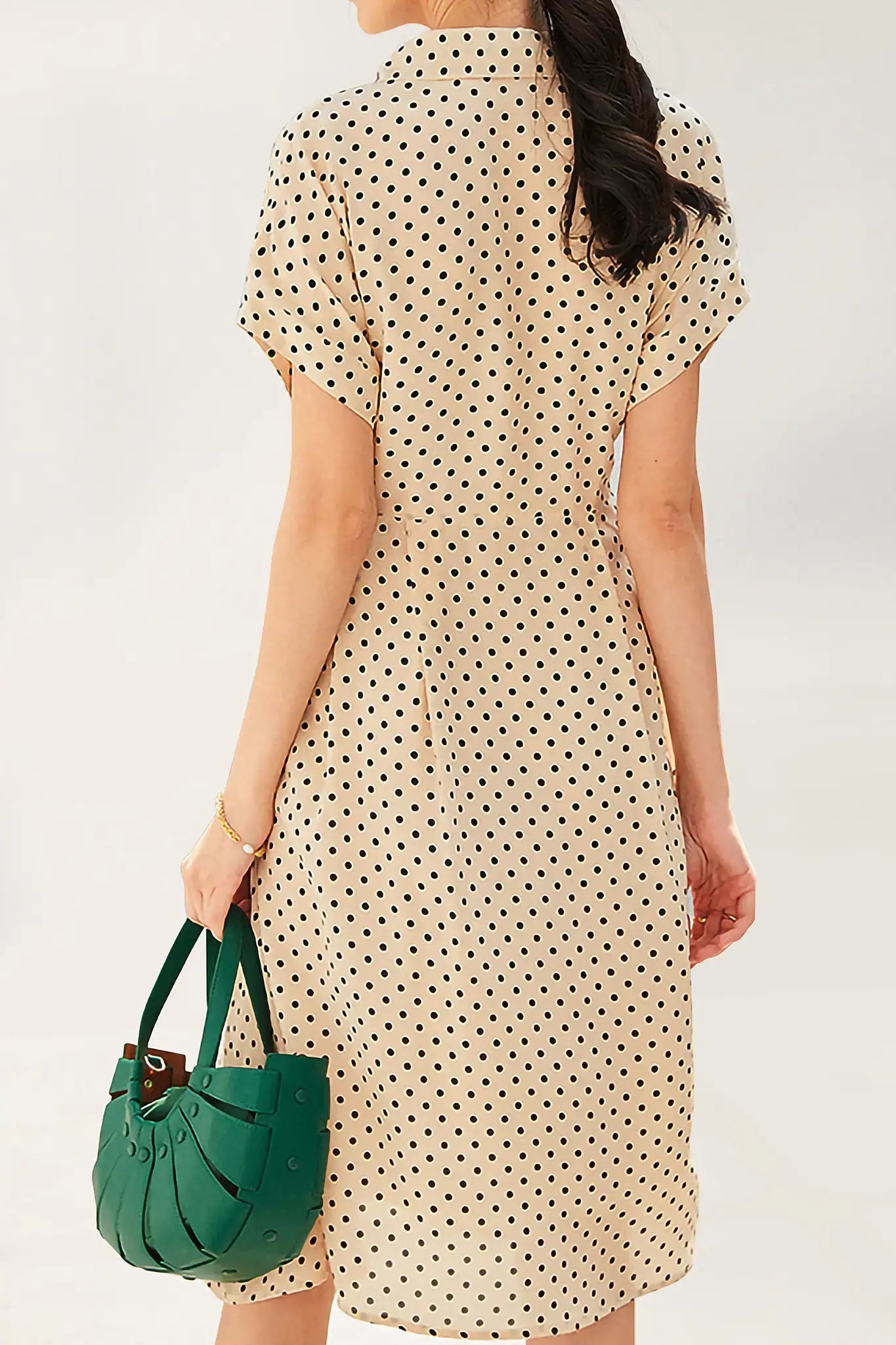 Women's Heavyweight Mulberry Silk Polka Dot Printed Silk Long Dress