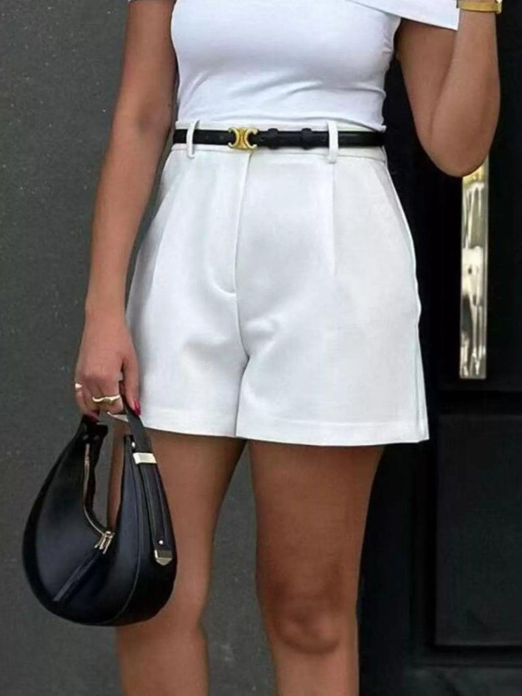 High-Waisted Pleated Shorts