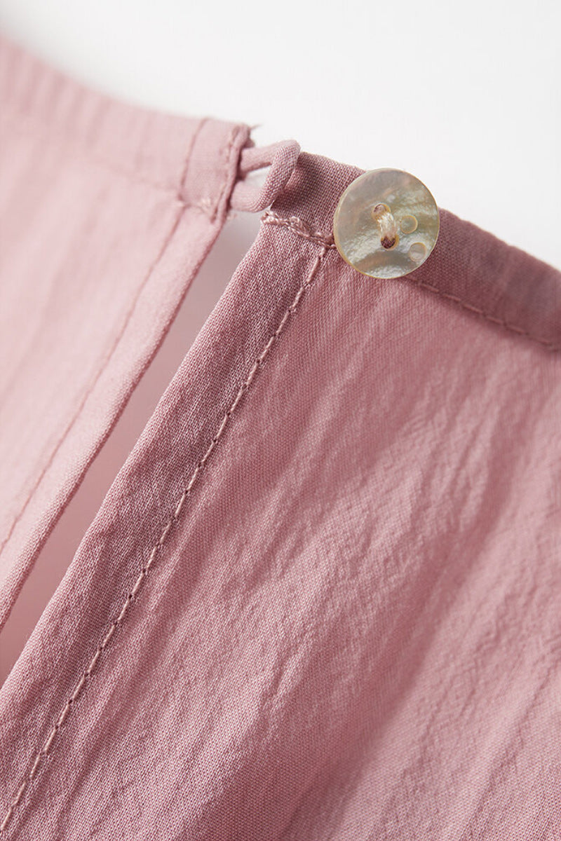 Causal Summer Pleat Textured Light Pink Midi Tank Dress
