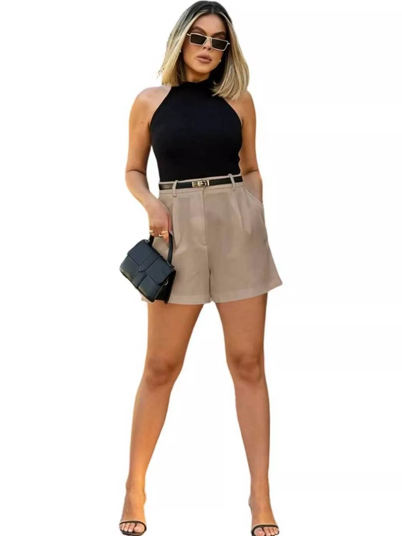 High-Waisted Pleated Shorts