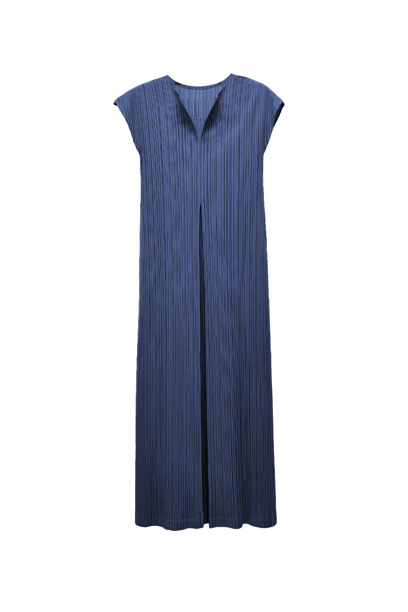 Designer Inspired Pleated Cap-Sleeve Midi Dress