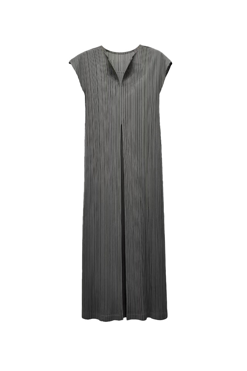 Designer Inspired Pleated Cap-Sleeve Midi Dress