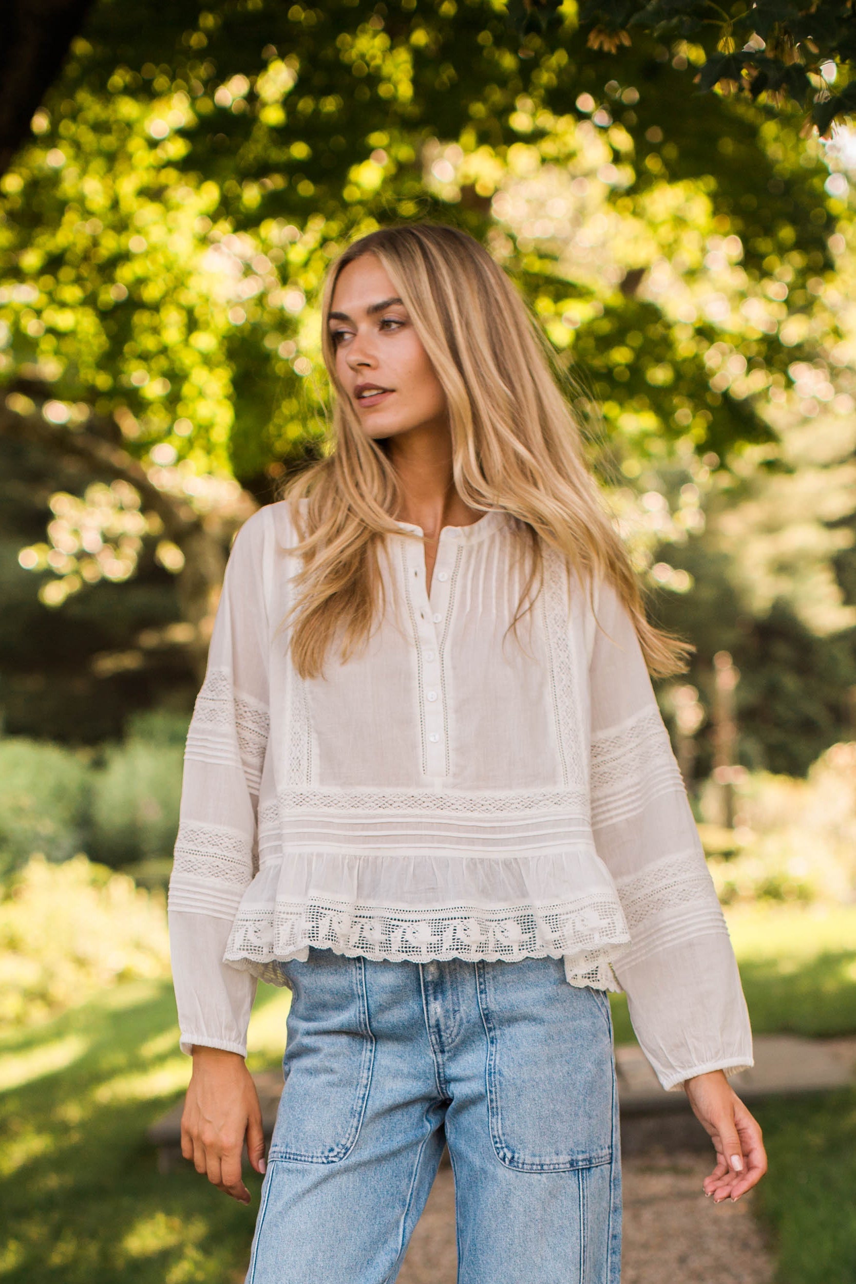 Avery Cotton Lace Top - Ivory