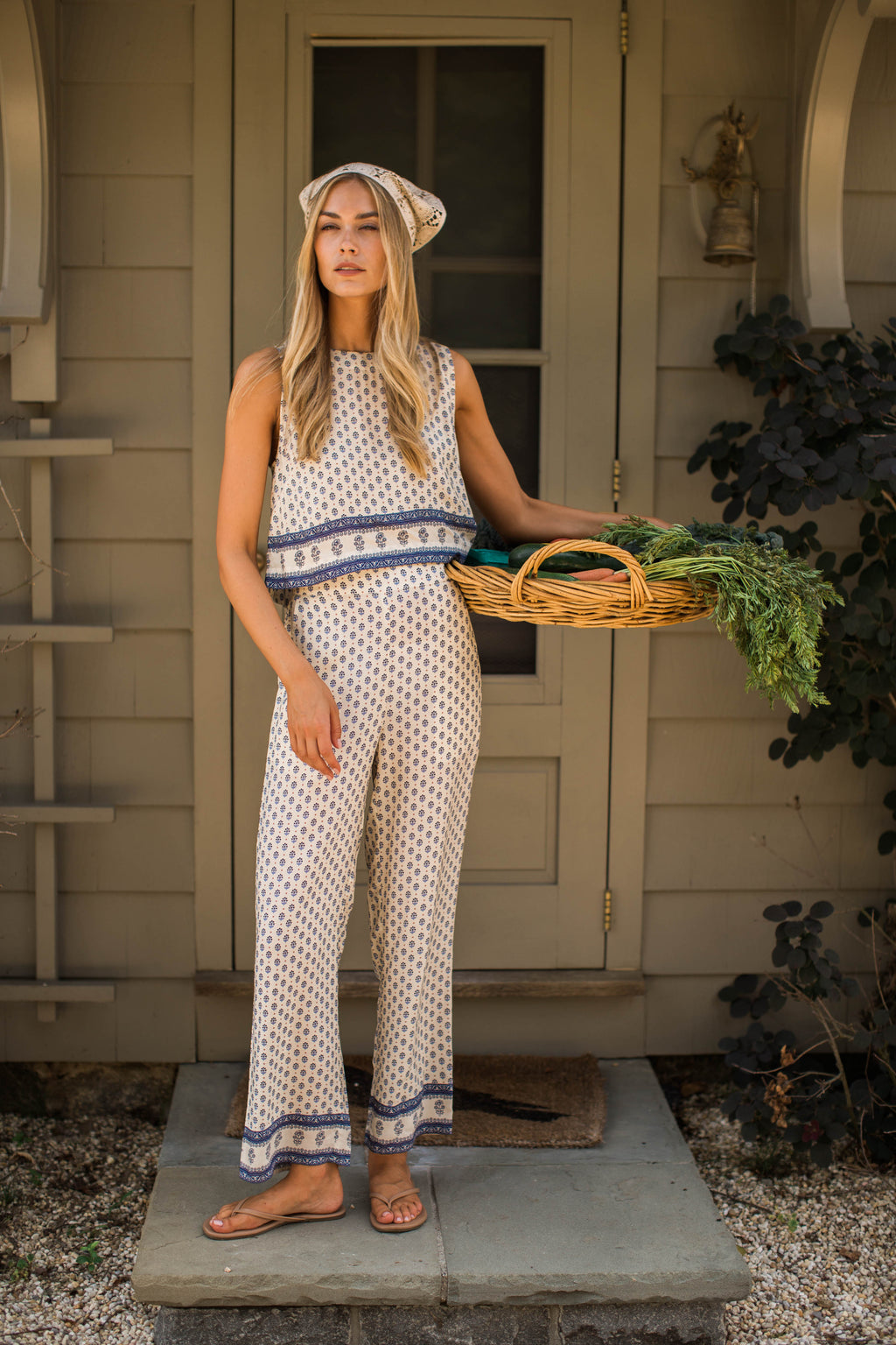 Josie Cropped Tank - Blue Mini Petunia