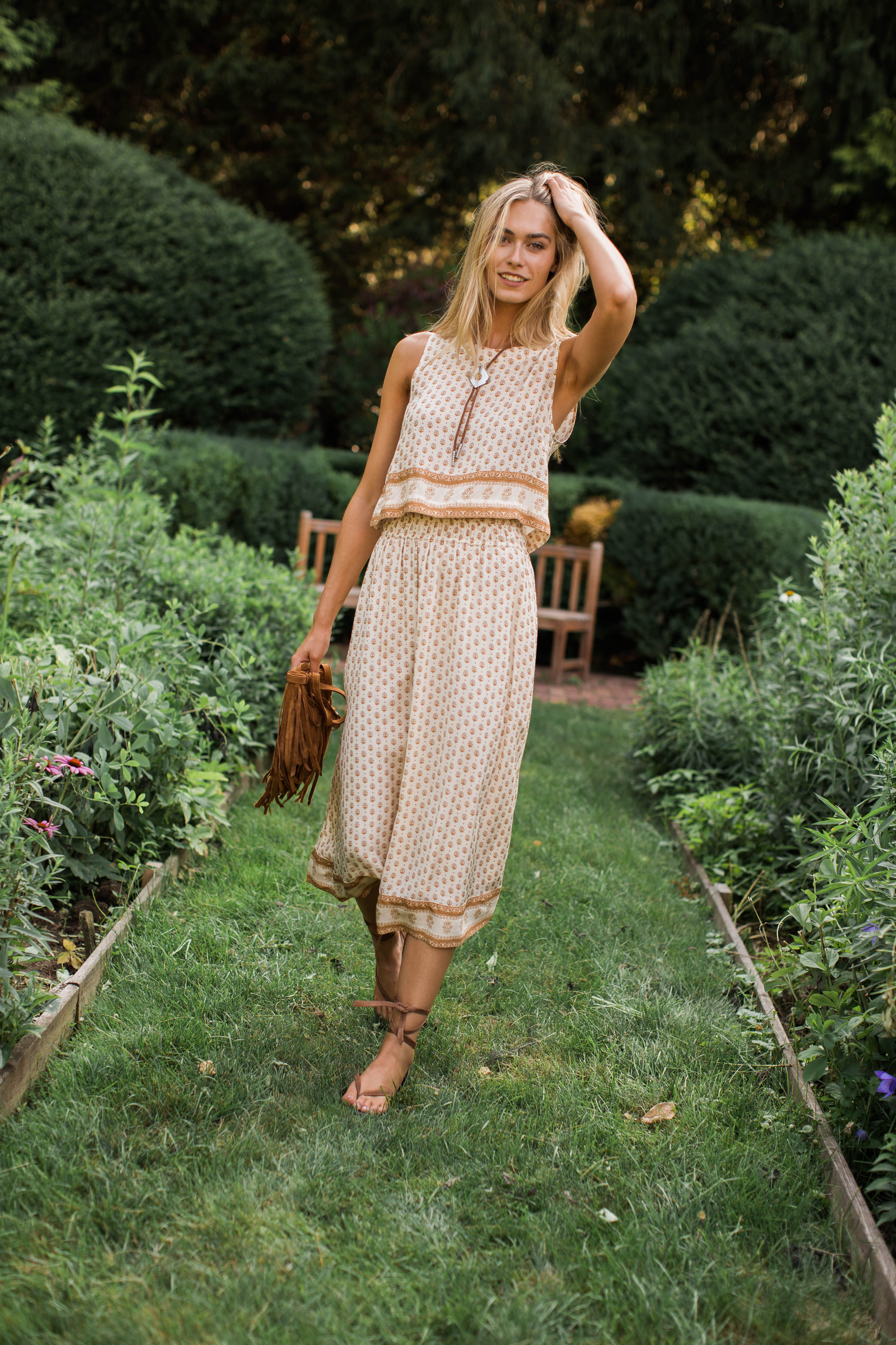 Lydia Midi Skirt - Dune Mini Petunia