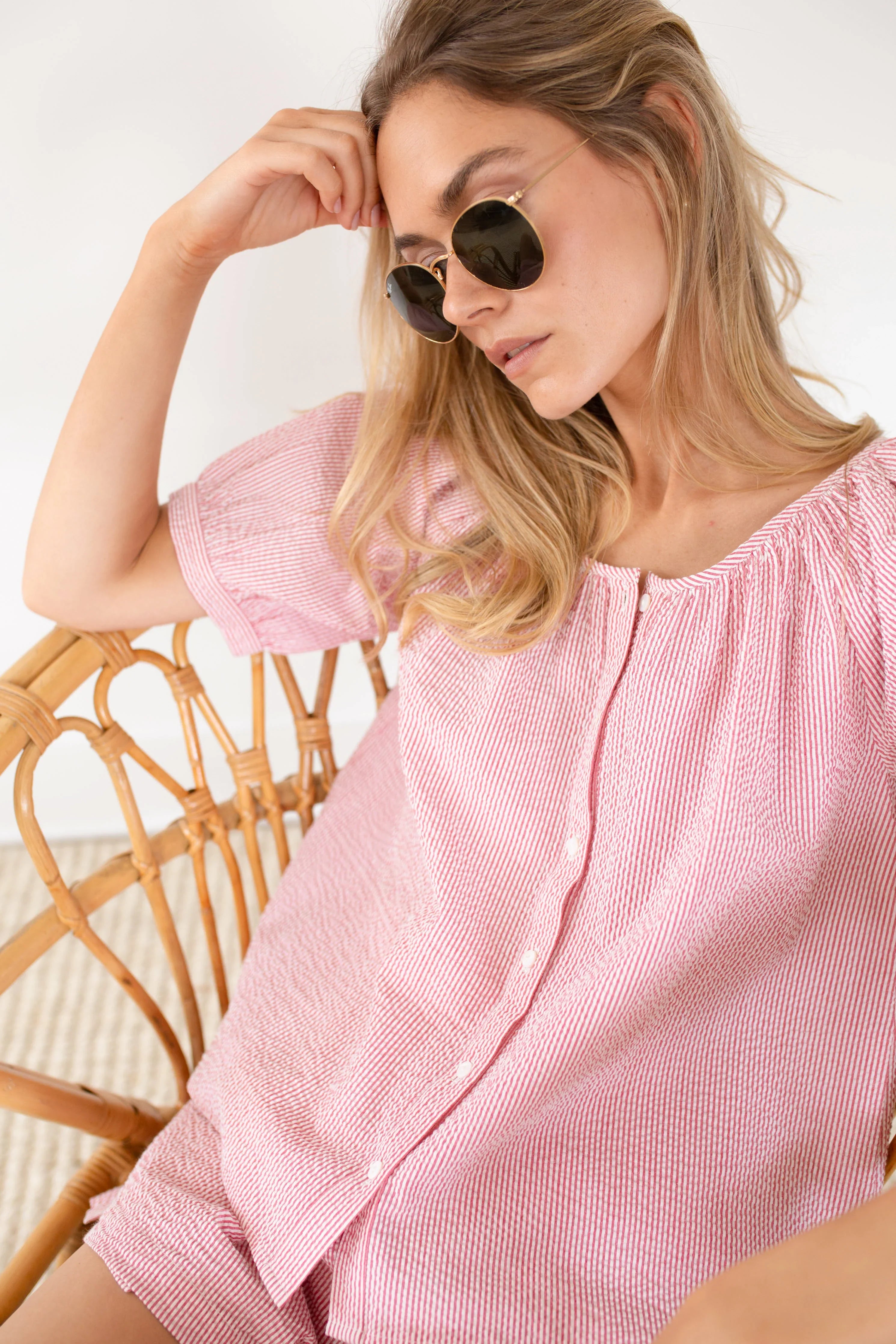 Everly Top - Red Seersucker